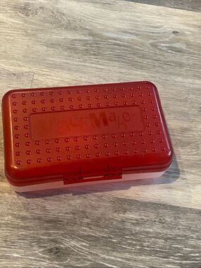 Vtg 90's Spacemaker Pencil Box Newell Office Products Clear/Red
